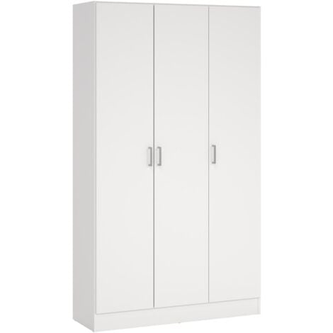 Dmora - Armoire polyvalente Dain, Armoire auxiliaire à 3 portes, Armoire à chaussures, Placard à balai, 109x37h180 cm, Blanc