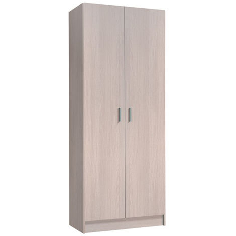 Armoire multi-usages avec 2 portes en bois couleur chêne - Dim : H180 x L73 x P37 cm -PEGANE-