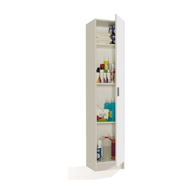 Armoire multifonction 37x180H cm blanc mat avec une porte | Blanc