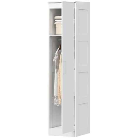 Armoire multifonction penderie tringle étagères porte amortie blanche rangement chambre