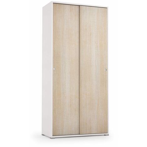 ARMOIRE MULTIFONCTIONNELLE AVEC 4 ÉTAGÈRES RÉGLABLES ET DOUBLE PORTE COULISSANTE