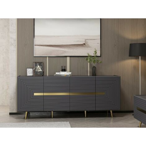Armoire multifonctionnelle Moderne - Jose - avec étagères - de l'entrée, du salon - Anthracite en Panneau de particules de mélamine, 47Xx18x75 cm
