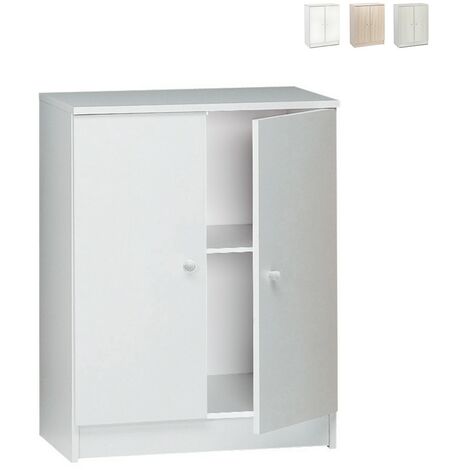 Armoire multifonctionnelle salon bureau chambre 2 portes 2 compartiments Samo Couleur: Blanc