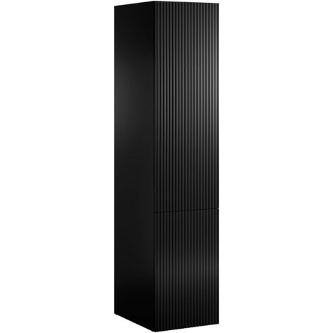 Armoire multifonctionnelle Treville 1 porte, Meuble multifonction avec 4 étagères intérieures, Finition effet roseau, 45,4x54 h200,5 cm, Noir