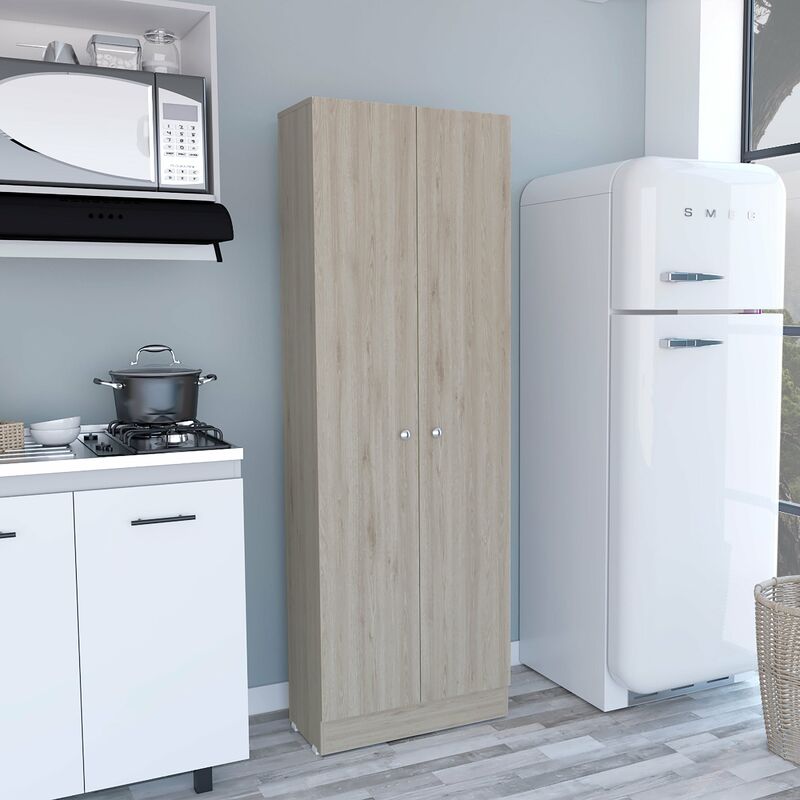 Tuhome Concept - Armoire multifonctionnelle z 60, avec deux portes et étagères intérieures , 180.59 cm x 59.94 cm x 29.97 cm , Gris / argent