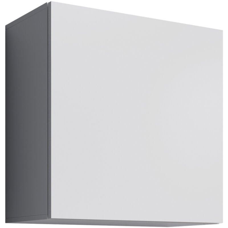 Design Ameublement - Armoire murale 1 porte Meuble de Rangement 60x60x30cm Blanc Finition brillante 2 compartiments Modèle Aitana Q1