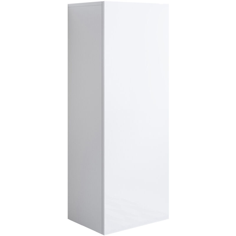 Armoire murale 1 porte Meuble de Rangement suspendu 40x126x29cm 3 compartiments Modèle Luke V1 Blanc Finition brillante