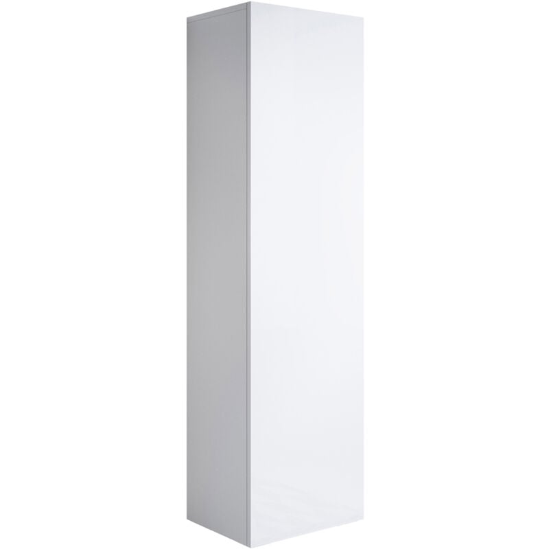 Armoire murale 1 porte Meuble de Rangement suspendu 40x165x29cm 4 compartiments Modèle Luke V4 Blanc Finition brillante