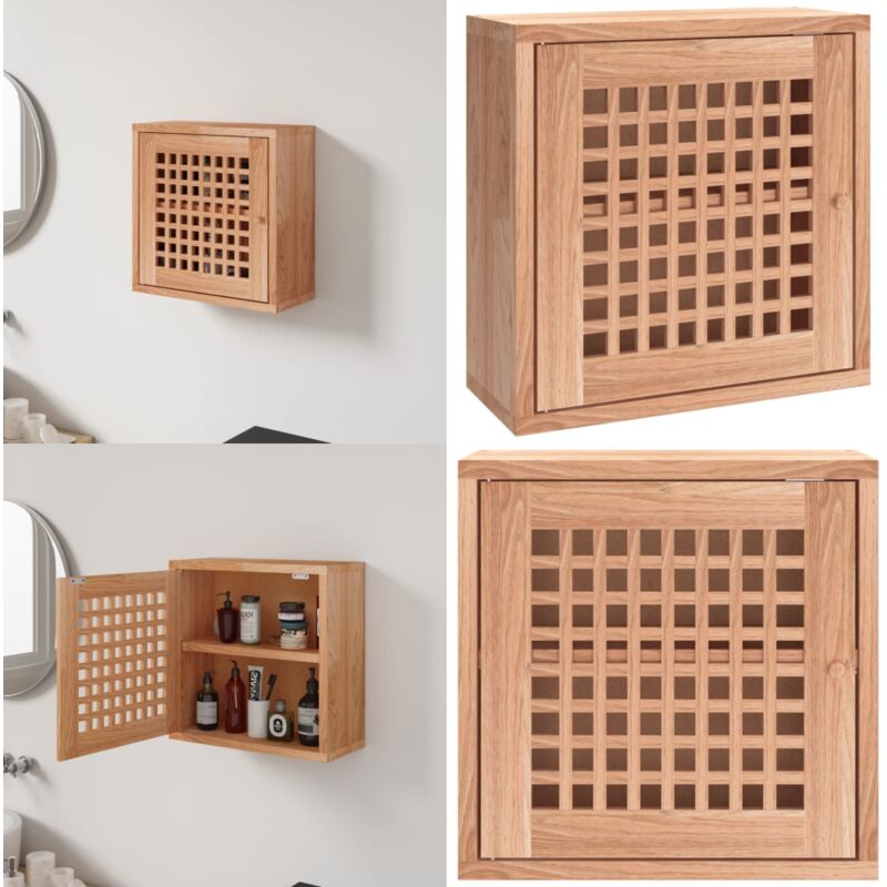 Armoire murale 42x18x42 cm Bois massif de noyer - Armoire Murale - Meuble De Rangement - Armoire Bois - Armoire Design - Étagère Murale - Home &