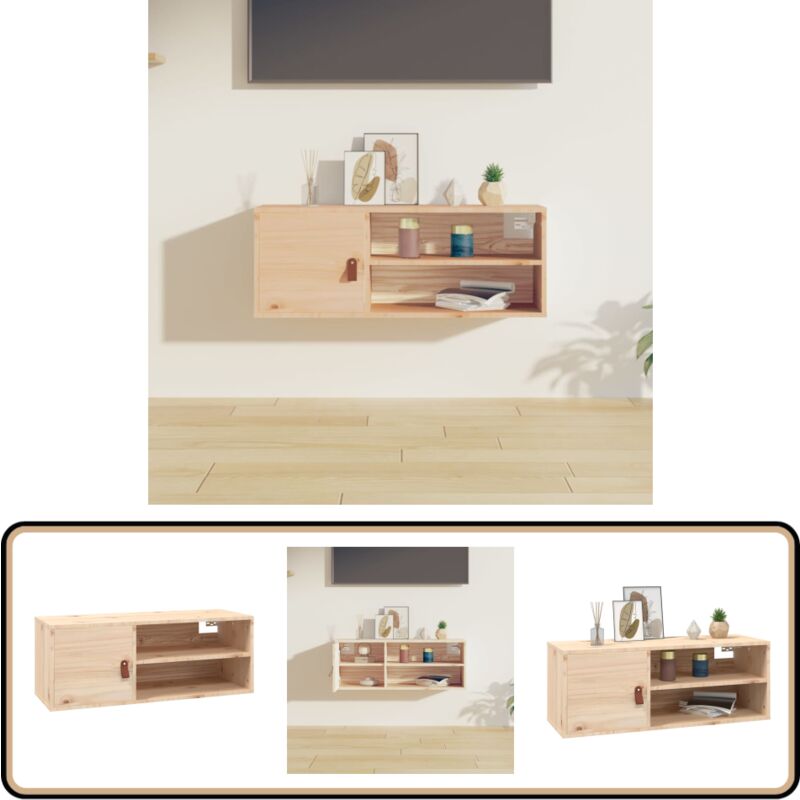 Armoire murale 80x30x30 cm Bois de pin massif - Étagère Murale - Bibliothèque Murale - Meuble Mural - Rangement Mural - Armoire Murale