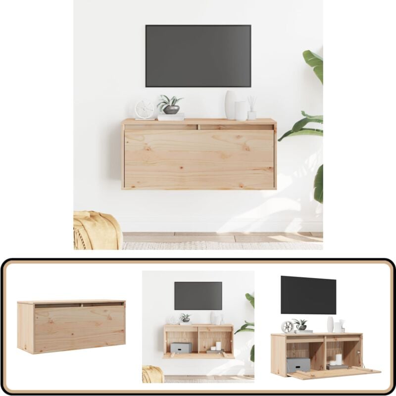 Armoire murale 80x30x35 cm Bois de pin massif - Armoire Murale - Bibliothèque Murale - Rangement Mural - Meuble Tv Mural - Meuble Suspendu