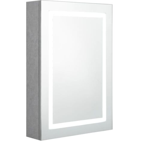 Armoire murale à miroir de salle de bain  Armoire Toilette Moderne avec miroir LED Gris béton 50x13x70 cm -35792