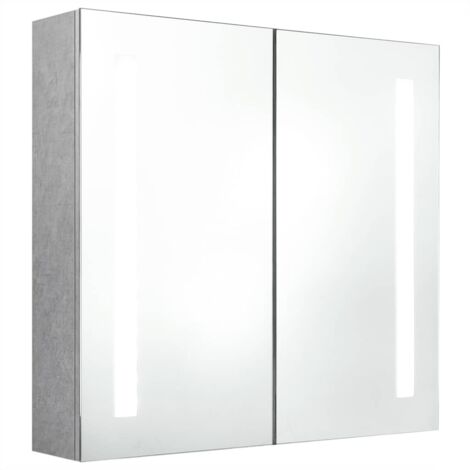 Armoire murale à miroir de salle de bain  Armoire Toilette Moderne avec miroir LED Gris béton 62x14x60 cm -68980