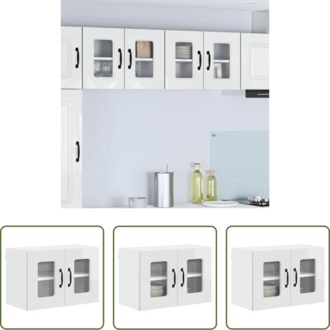 Armoire murale -  Armoire de cuisine Kalmar Blanc brillant 60 x 31 x 40 cm