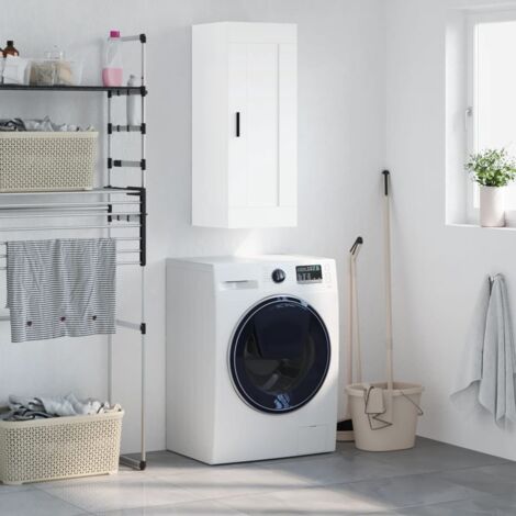 Armoire murale  Armoire murale de salle de bain  Meuble de rangement blanc 34,5x34x90 cm bois d'ingénierie 43750