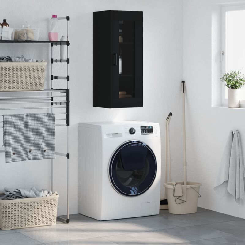 Maison Chic - Armoire murale Armoire murale de salle de bain Meuble de rangement noir 34,5x34x90 cm 49104