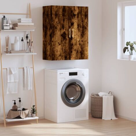 Armoire murale-Armoire suspendue-Meuble de rangement chêne fumé 69,5x34x90 cm 452368