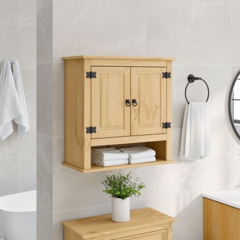 Armoire murale-Armoire suspendue-Meuble de rangement murale de salle de bain Corona bois de pin massif