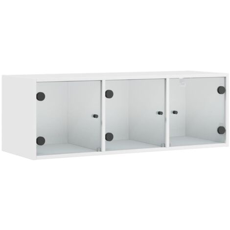Armoire murale avec portes en verre blanc 102x37x35