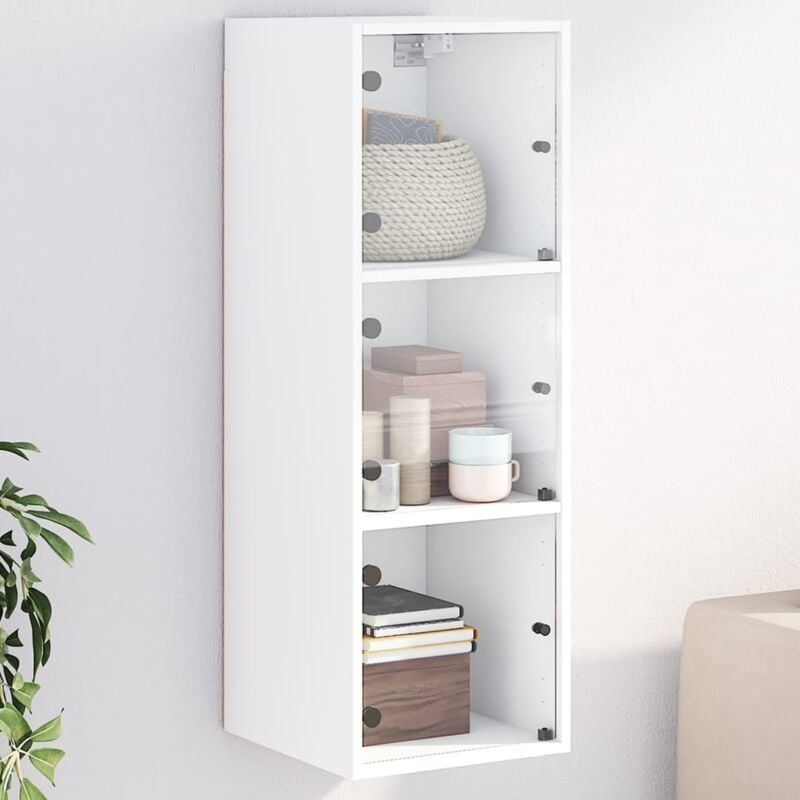 Vidaxl - Armoire murale avec portes en verre blanc 35x37x100 cm
