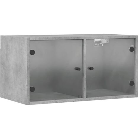 Armoire murale avec portes en verre gris béton 68,5x37x35