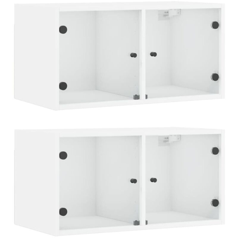 Vidaxl - Armoires murales avec portes en verre 2 pcs blanc 68,5x37x35 cm