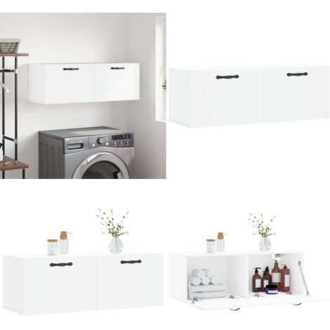 Armoire murale blanc 100x36,5x35 cm bois d'ingénierie - Rangement mur - Bois d'ingénierie