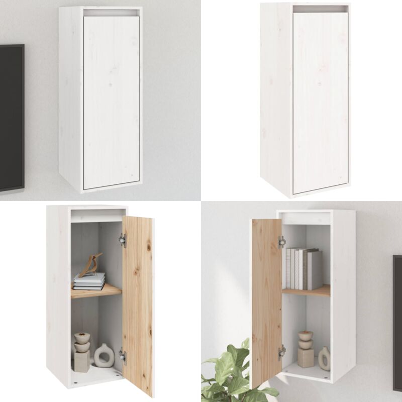 Armoire murale Blanc 30x30x80 cm Bois de pin massif - Étagère Murale - Bibliothèque Murale - Rangement Mural - Armoire Suspendue - Meubles Tv - Home