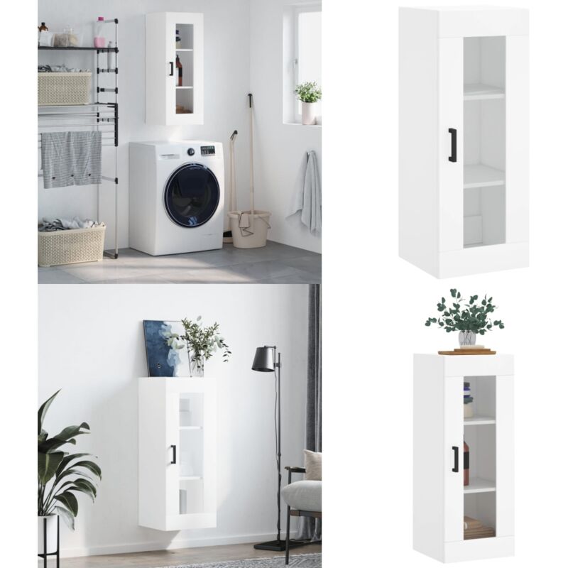 Armoire murale blanc 34,5x34x90 cm - Armoire Murale - Meuble De Rangement - Armoire Blanche - Étagère Murale - Rangement Mural - Home & Living