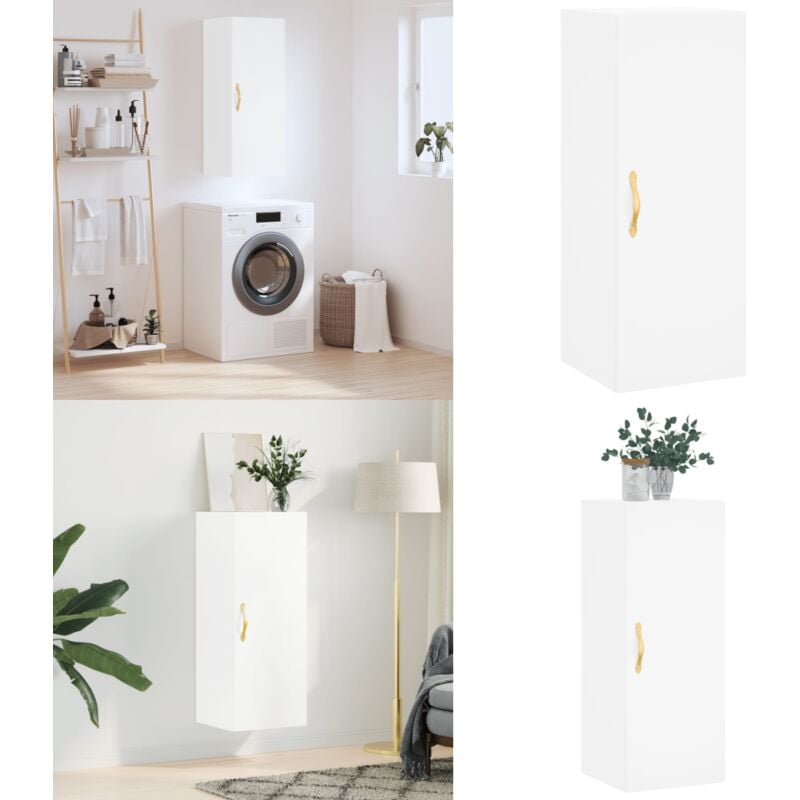 Armoire murale blanc 34,5x34x90 cm - Armoire Murale - Meuble De Rangement - Armoire Blanche - Armoire Suspendu - Étagère Murale - Home & Living