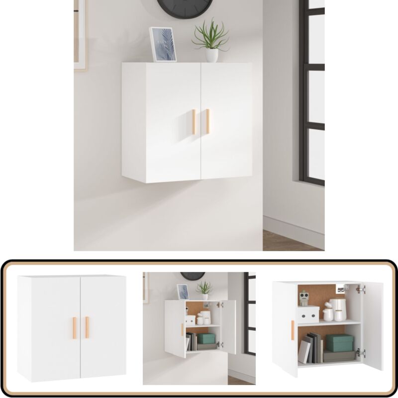 Armoire murale Blanc 60x30x60 cm Bois d'ingénierie - Armoire Murale - Meuble Mural - Rangement Mural - Bibliothèque Murale - Étagère Murale