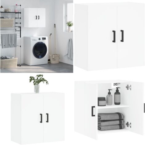 Armoire murale blanc 60x31x60 cm bois d'ingénierie - Armoire Murale - Meuble Mural - Rangement Mural - Placard Suspendu - Étagère Murale - Home & Living