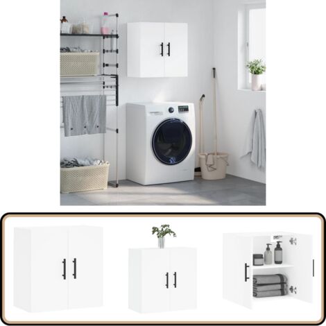 Armoire murale blanc 60x31x60 cm bois d'ingénierie - Armoire Murale - Meuble Rangement - Étagère Murale - Placard Mural - Déco Murale