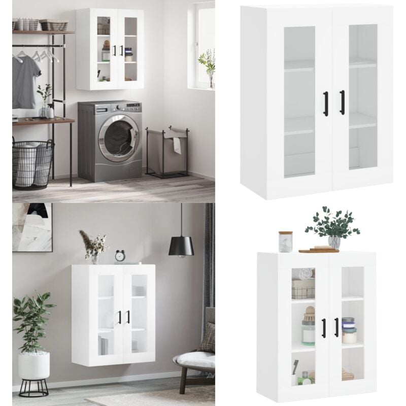 Armoire murale blanc 69,5x34x90 cm - Armoire Murale - Meuble De Rangement - Armoire Blanche - Étagère Murale - Rangement Mural - Home & Living