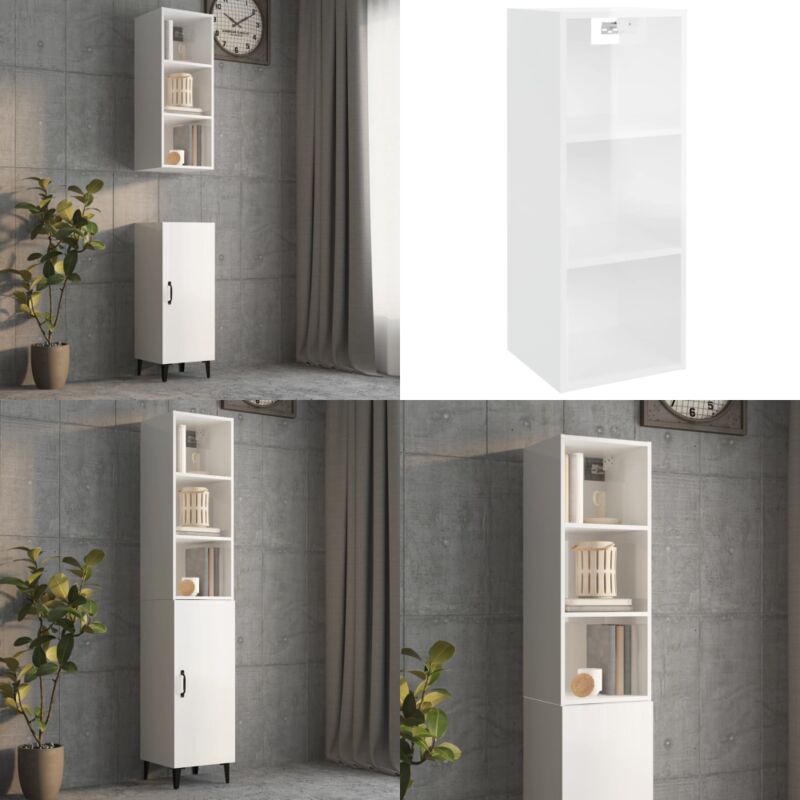 Vidaxl - Armoire murale Blanc brillant 34,5x32,5x90 cm Bois d'ingénierie - Meuble Mural - Étagère Murale - Bibliothèque Murale - Rangement Mural