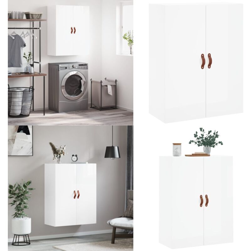 Vidaxl - Armoire murale blanc brillant 69,5x34x90 cm - Armoire Murale - Meuble De Rangement - Armoire Blanche - Étagère Murale - Stockage Mural