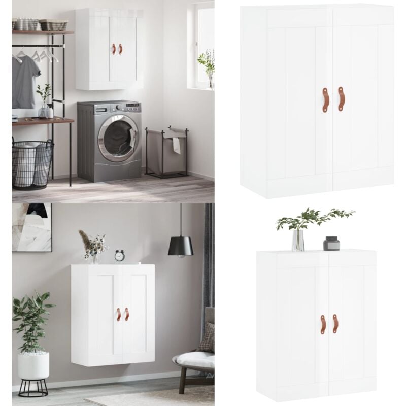 Vidaxl - Armoire murale blanc brillant 69,5x34x90 cm bois d'ingénierie - Armoire Murale - Meuble De Rangement - Armoire Blanche - Armoire Moderne