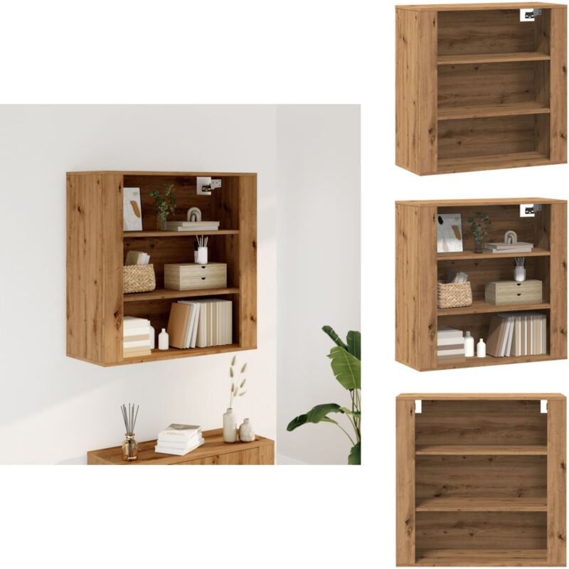 Armoire murale chêne artisanal 80x33x80 cm bois d'ingénierie - Armoire Murale - Armoires Murales - Armoire Suspendue - Vitrine Murale