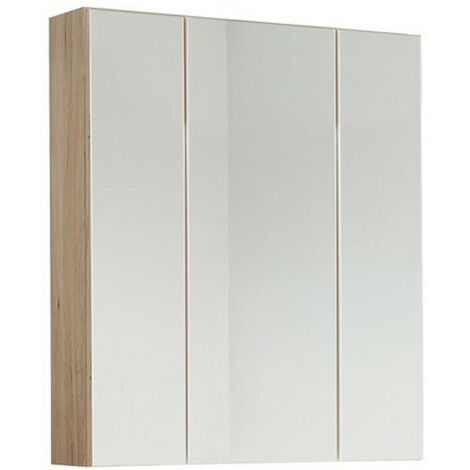 Armoire murale chêne clair 3 portes avec miroir Varok 60 cm