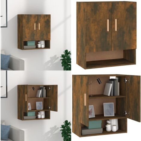 Armoire murale Chêne fumé 60x31x70 cm Bois d'ingénierie - Armoire Murale - Meuble Rangement - Armoire Suspendue - Étagère Murale - Décoration Intérieur - Home & Living