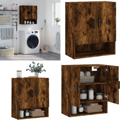 Armoire murale chêne fumé 60x31x70 cm bois d'ingénierie - Rangement murale - Bois d'ingénierie