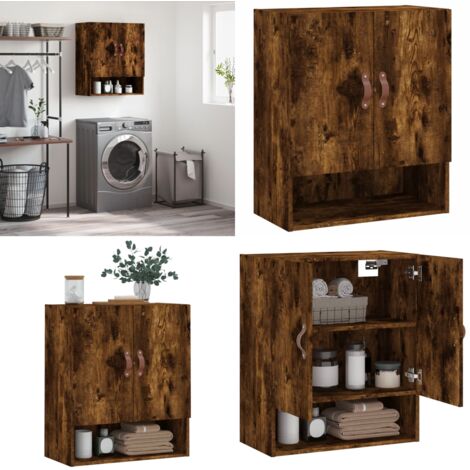 Armoire murale chêne fumé 60x31x70 cm bois d'ingénierie - Rangement murale - Bois d'ingénierie