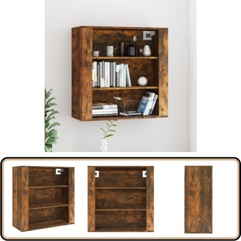 Armoire murale Chêne fumé 80x33x80 cm Bois d'ingénierie - Armoire Murale - Meuble Rangement - Armoire Suspendu - Bibliothèque Murale - Décoration