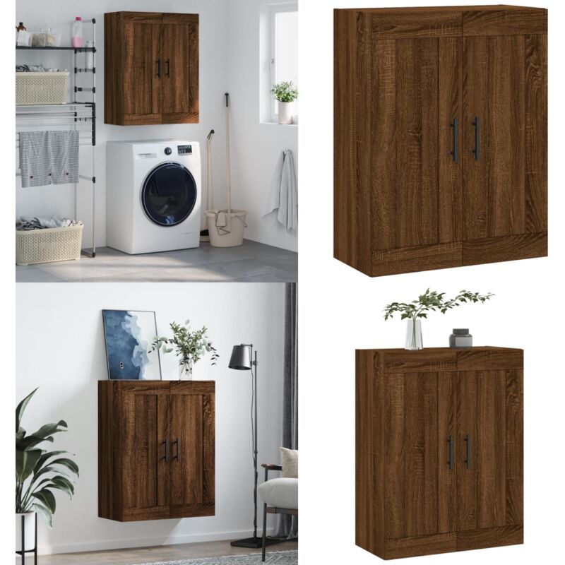 Armoire murale chêne marron 69,5x34x90 cm bois d'ingénierie - Armoire Murale - Meuble De Rangement - Armoire Suspendu - Buffet - Commode - Home &