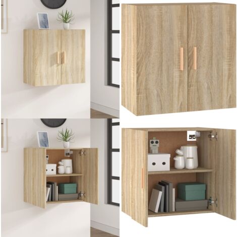 Armoire murale Chêne sonoma 60x30x60 cm Bois d'ingénierie - Armoire Murale - Meuble Rangement - Étagère Murale - Bibliothèque Murale - Meuble Design - Home & Living