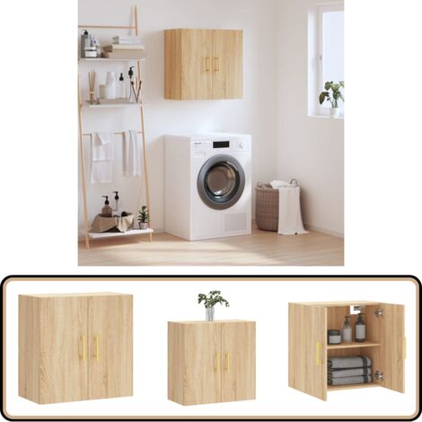 Armoire murale chêne sonoma 60x31x60 cm bois d'ingénierie - Armoire Murale - Meuble De Rangement - Étagère Murale - Rangement Mural - Armoire Design