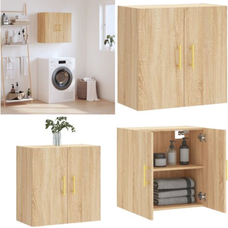 Armoire murale chêne sonoma 60x31x60 cm bois d'ingénierie - Armoire Murale - Meuble De Rangement - Étagère Murale - Rangement Mural - Armoire Design - Home & Living