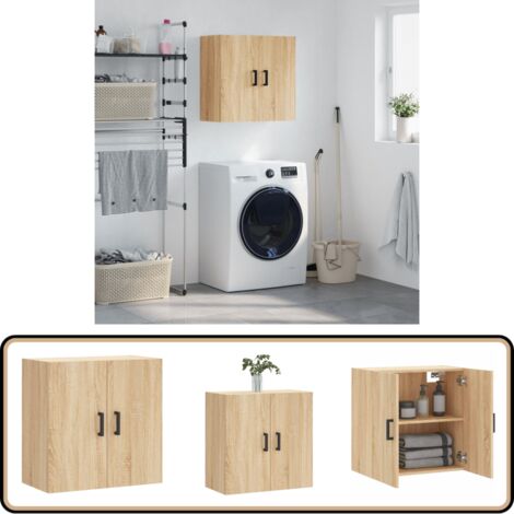 Armoire murale chêne sonoma 60x31x60 cm bois d'ingénierie - Armoire Murale - Meuble De Rangement - Étagère Murale - Rangement Mural - Bibliothèque Murale