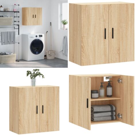 Armoire murale chêne sonoma 60x31x60 cm bois d'ingénierie - Armoire Murale - Meuble Mural - Rangement Mural - Étagère Murale - Bibliothèque Murale - Home & Living