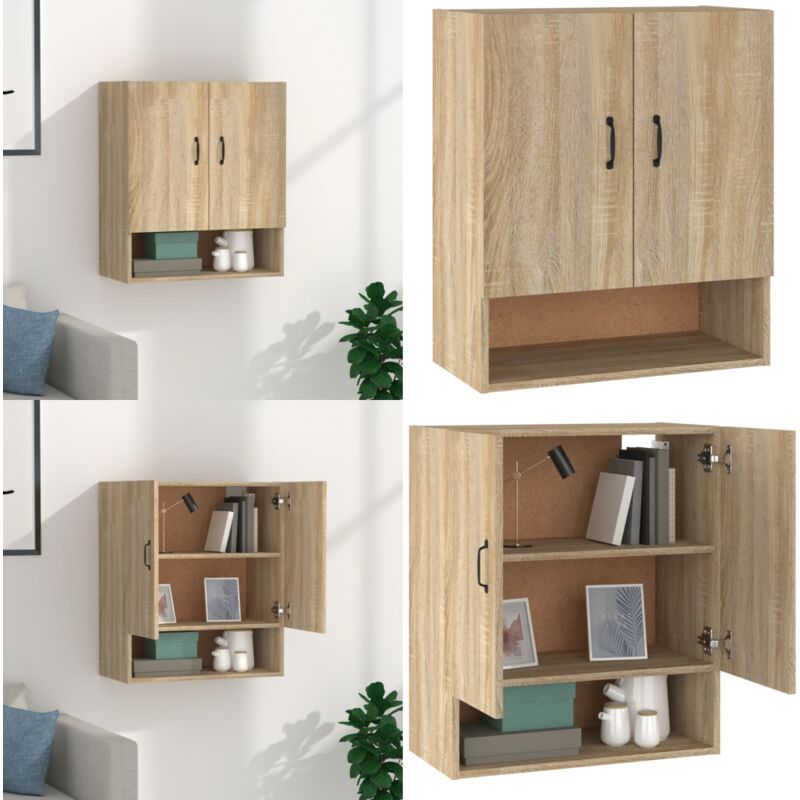 Armoire murale Chêne sonoma 60x31x70 cm Bois d'ingénierie - Armoire Murale - Armoire Flottante - Rangement Mural - Meuble De Rangement - Meuble De
